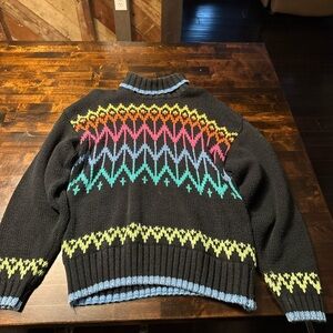 Vibrant Patterned Women's Turtleneck Sweater